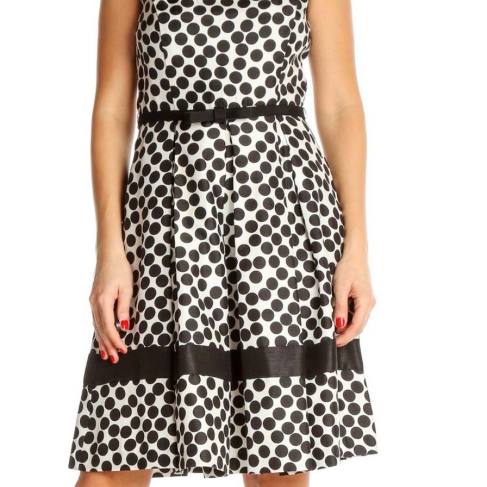 Danny and Nicole Black and White Polka Dot Dress